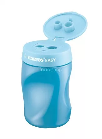 Hegyező, háromlyukú, tartályos, jobbkezes, STABILO "Easy", kék