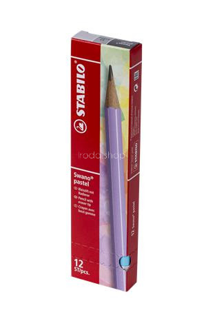 Grafitceruza radírral, HB, hatszögletű, STABILO "Swano Pastel", kék