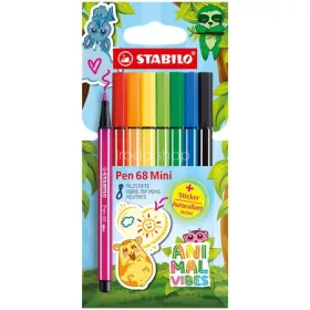   Filctoll készlet, 1 mm, STABILO "Pen 68 Mini Animal Vibes", 8 különböző szín