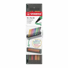   Filctoll készlet, 1 mm, STABILO "Pen 68", 10 db-os asztali készlet