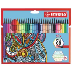   Filctoll készlet, 1 mm, STABILO "Pen 68", 30 különböző szín