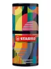 Filctoll készlet, hengeres fém doboz, 1 mm, STABILO "Pen 68 ARTY", 45 különböző szín