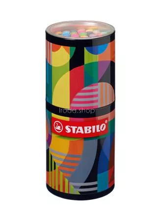 Filctoll készlet, hengeres fém doboz, 1 mm, STABILO "Pen 68 ARTY", 45 különböző szín