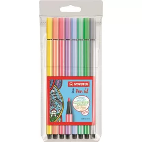   Filctoll készlet, 1 mm, STABILO "Pen 68", 8 pasztell szín
