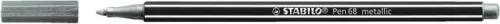 Filctoll, 1,4 mm, STABILO "Pen 68 metallic", ezüst