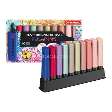 Szövegkiemelő készlet, 2-5 mm, STABILO "BOSS original NatureCOLORS Wildflowers", 10 különböző szín
