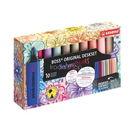 Szövegkiemelő készlet, 2-5 mm, STABILO "BOSS original NatureCOLORS Wildflowers", 10 különböző szín