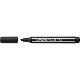   Filctoll, 1-5 mm, vágott hegy, STABILO "Pen 68 MAX", fekete