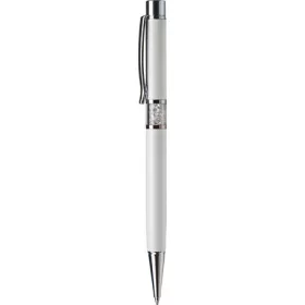   Golyóstoll, fehér, középen fehér SWAROVSKI® kristállyal töltve, 14cm, ART CRYSTELLA®