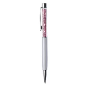   Golyóstoll, krémfehér, felül rózsaszín SWAROVSKI® kristállyal töltve, 14 cm, ART CRYSTELLA®