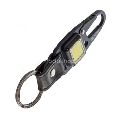   True Utility Cliplite, TU918, kulcstartó karabiner, tölthető lámpa, 4 funkció, 47 lm COB LED, Li-ion, marhabőr szíj, rozsdamentes acélváz