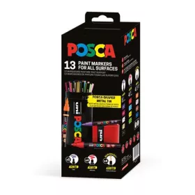   Dekormarker készlet, Posca fém dobozos, UNI "Posca", 13 különböző szín