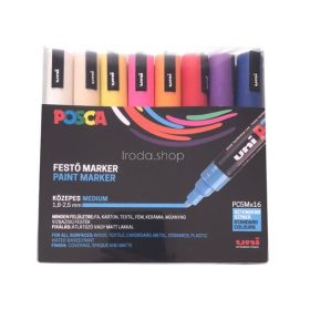   Dekormarker készlet, 1,8-2,5 mm, UNI "Posca PC-5M", 16 különböző szín