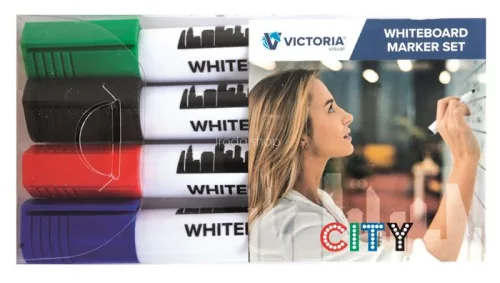 Táblamarker készlet, 1-3 mm, kúpos, VICTORIA VISUAL "City", 4 különböző szín