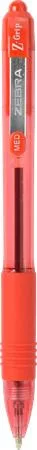Golyóstoll, 0,27 mm, nyomógombos, ZEBRA "Z-Grip", piros