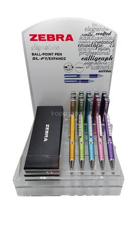 Golyóstoll display, 0,24 mm, teleszkópos, ZEBRA "SL-F1", kék, világos színek
