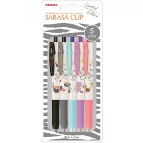   Zseléstoll készlet, 0,33 mm, nyomógombos, ZEBRA "Sarasa Clip Kawai Animal"