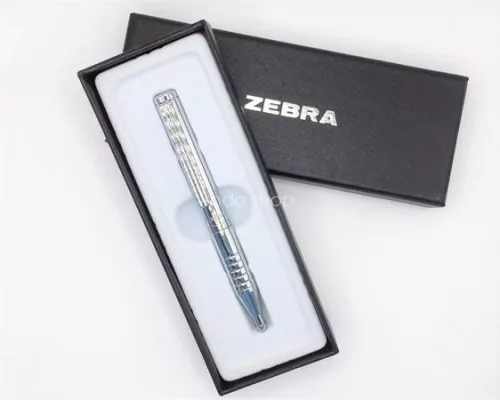 Golyóstoll, 0,24 mm, teleszkópos, ezüst színű tolltest, ZEBRA "SL-F1", kék