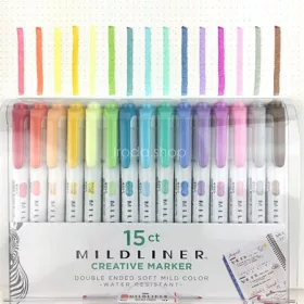   Szövegkiemelő készlet, 1,4/4 mm, kétvégű, ZEBRA "Mildliner Highlighter", 15 különböző szín