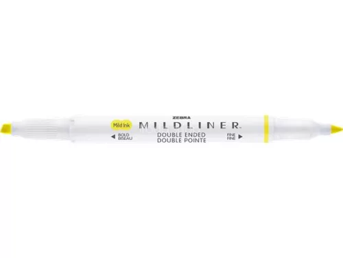 Szövegkiemelő, 1,0/3,5 mm, kétvégű, ZEBRA "Mildliner Fluorescent", sárga