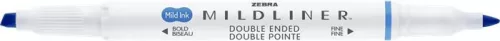 Szövegkiemelő, 1,0/3,5 mm, kétvégű ZEBRA "Mildliner Cool & Refined" kék