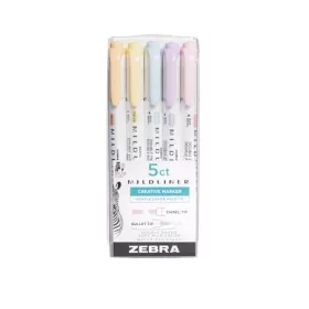   Szövegkiemelő készlet, 1,4/4 mm, kétvégű, ZEBRA "Mildliner Highlighter Gentle", 5 különböző szín