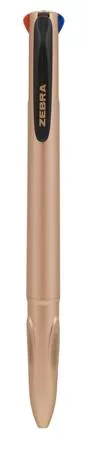 Golyóstoll, 0,37 mm, nyomógombos, négyszínű, ZEBRA "Smooth", rose gold