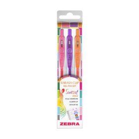   Zseléstoll készlet, 0,25 mm, nyomógombos, ZEBRA "Sarasa Clip Sunset", 3 különböző szín