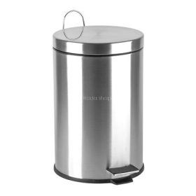   Pedálos szemetes, rozsdamentes acél, kivehető műanyag vödörrel, 12 liter