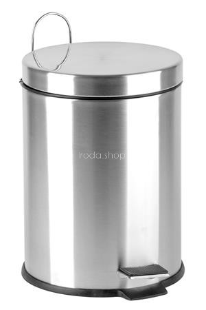 Pedálos szemetes, rozsdamentes acél, kivehető műanyag vödörrel, 5 liter