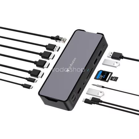 Dokkoló, 15 port, USB-C host, VERBATIM "USB-C Pro CDS-15"