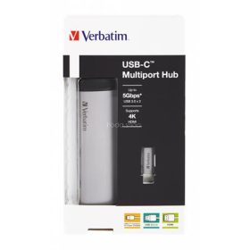 USB elosztó-HUB, USB-C/USB 3.0/HDMI, VERBATIM