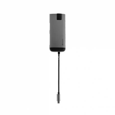 USB elosztó-HUB, USB-C/USB 3.0/HDMI/Ethernet/SD/microSD, VERBATIM