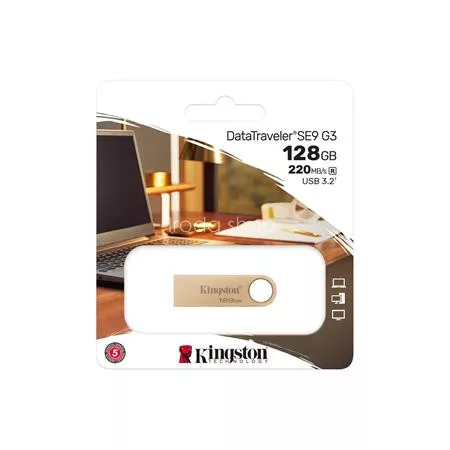 Pendrive, 128GB, USB 3.2 Gen1, KINGSTON "DataTraveler SE9 G3", arany