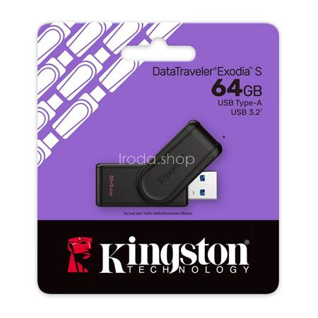 Pendrive, 64GB, USB 3.2 Gen1, KINGSTON "DataTraveler Exodia S", fekete