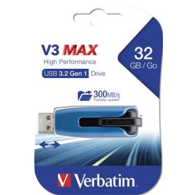   Pendrive, 32GB, USB 3.2, 175/80 MB/s, VERBATIM "V3 MAX", kék-fekete