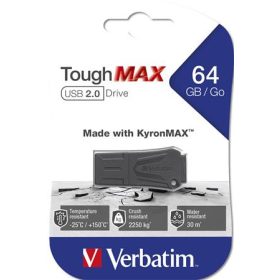   Pendrive, 64GB, USB 2.0, extra ellenálló, VERBATIM "ToughMAX", fekete