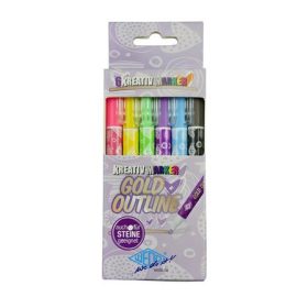   Filctoll készlet, 1-2 mm, metál arany, WEDO, 6 különböző színű kontúrral