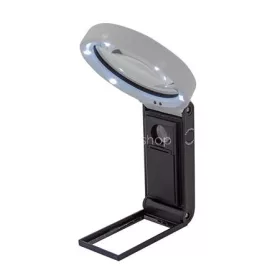   Nagyító, 90 mm, kihajtható állvánnyal, LED fénnyel, WEDO, fekete/fehér