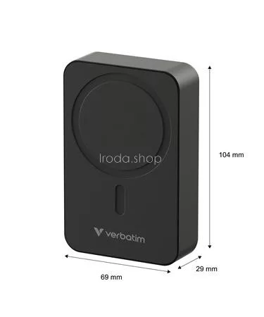 Power bank, mágneses (vezeték nélküli), 20.000mAh, VERBATIM "Charge n Go Essentials", fekete