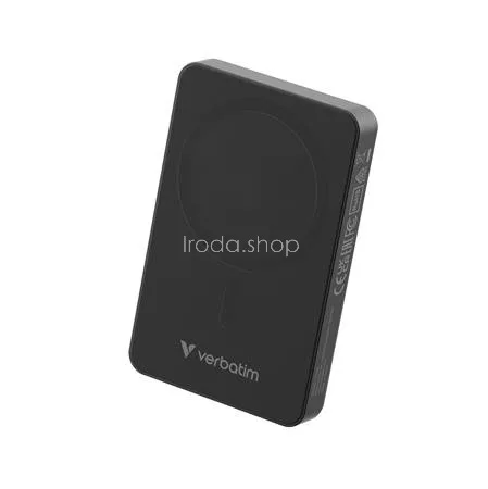 Power bank, mágneses (vezeték nélküli), 10.000mAh, VERBATIM "Charge n Go Essentials", fekete
