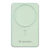 Power bank, mágneses (vezeték nélküli), 10.000mAh, VERBATIM "Charge n Go Essentials", zöld