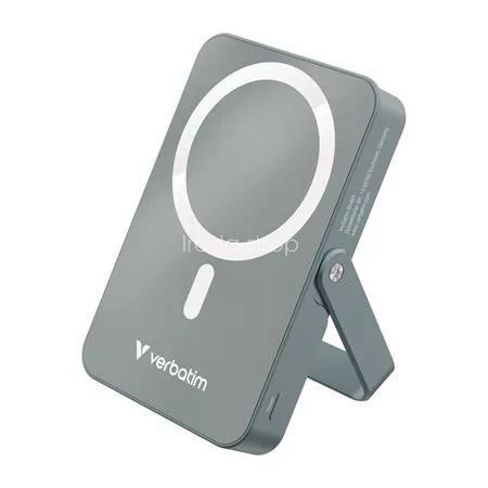 Power bank, mágneses (vezeték nélküli), 10.000mAh, VERBATIM "Charge n Go", szürke