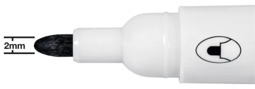 Táblamarker, kúpos hegyű, 2 mm, 10 db, NOBO "Glide", fekete