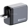 Hálózati töltő, 2xUSB-C PD (65W), USB-A QC 3.0, EU/UK/US, GaN, VERBATIM
