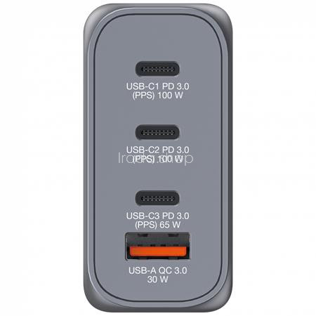 Hálózati töltő, 2xUSB-C PD (100W), USB-C PD (65W), USB-A QC 3.0, EU/UK/US, GaN, VERBATIM