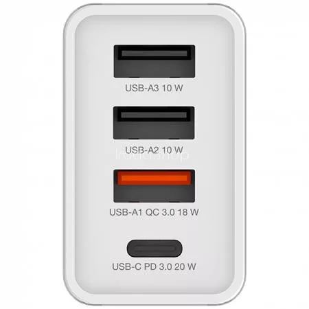 Hálózati töltő, 1xUSB-C PD (20W), USB-A QC 3.0, 2xUSB-A (10W), VERBATIM, fehér