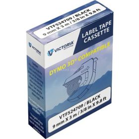   Feliratozógép szalag, 9 mm x 3 m, VICTORIA TECHNOLOGY, fekete