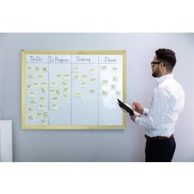   Fehértábla, nem mágneses, 60x90 cm, fa keret, VICTORIA VISUAL