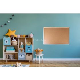   Parafatábla, kétoldalas (parafa/parafa), 60x90 cm, fa keret, VICTORIA VISUAL